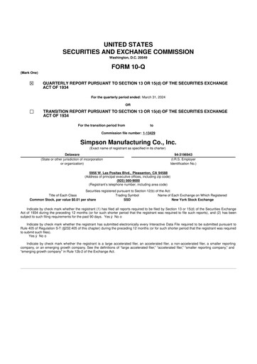 Thumbnail Simpson Manufacturing Company
 10-Q Quarterly Report FY2024 