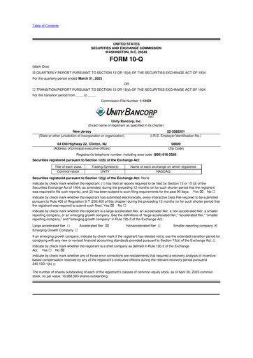 Miniature Unity Bancorp 10-Q Rapport trimestriel 2023 