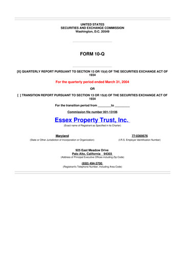 Thumbnail Essex Property Trust
 10-Q Quarterly Report FY 