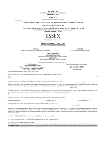 Thumbnail Essex Property Trust
 10-K Annual Report 