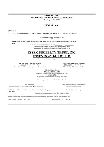 Thumbnail Essex Property Trust
 10-K Annual Report 2014