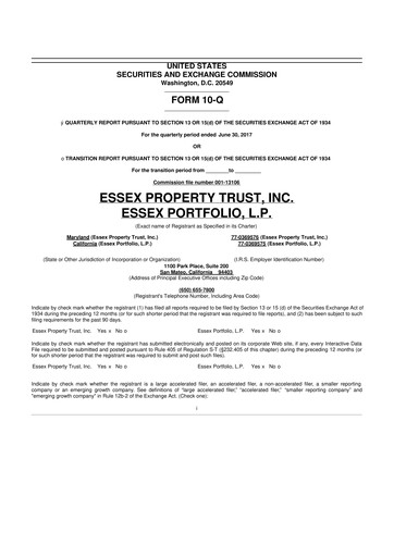 Thumbnail Essex Property Trust
 10-Q Quarterly Report FY2017 