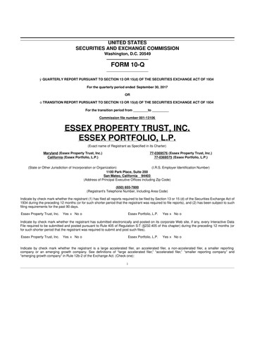 Thumbnail Essex Property Trust
 10-Q Quarterly Report FY2017 