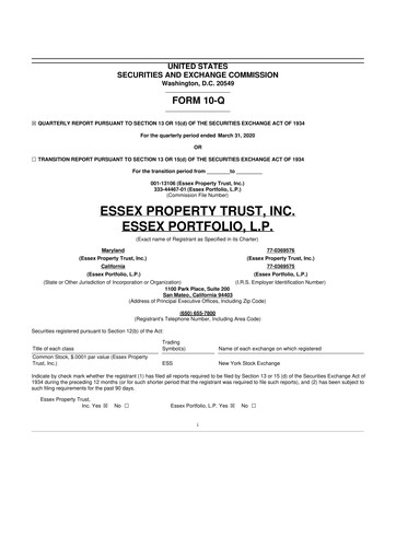 Thumbnail Essex Property Trust
 10-Q Quarterly Report FY2020 