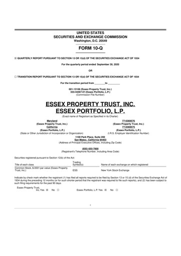 Thumbnail Essex Property Trust
 10-Q Quarterly Report FY2020 