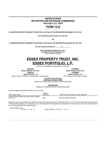 Thumbnail Essex Property Trust
 10-Q Quarterly Report FY2021 