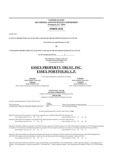 Thumbnail Essex Property Trust
 10-K Annual Report 2022