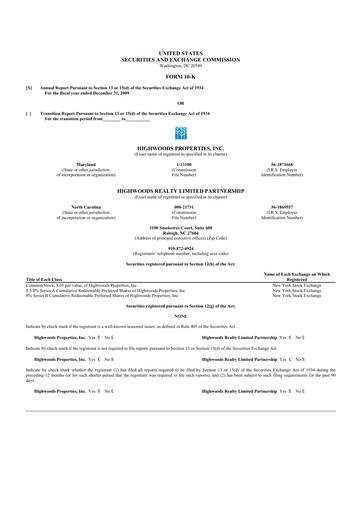 Thumbnail Highwoods Properties
 10-K Annual Report 