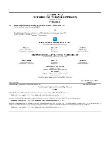 Thumbnail Highwoods Properties
 10-K Annual Report 2011