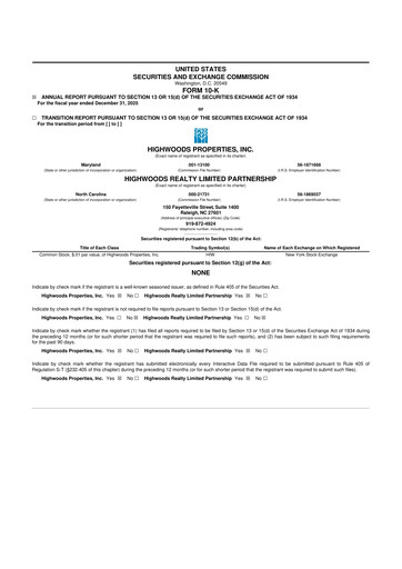 Thumbnail Highwoods Properties
 10-K Annual Report 