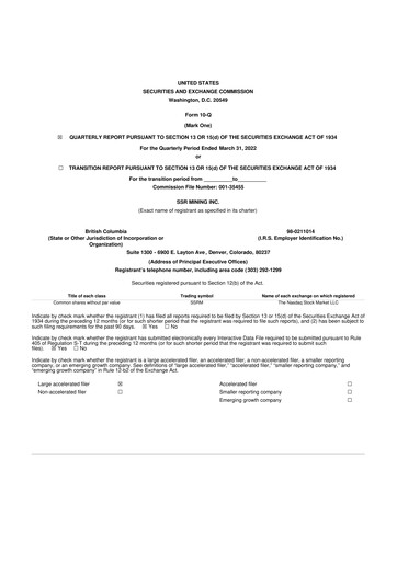 Thumbnail SSR Mining 10-Q Quarterly Report FY2022 
