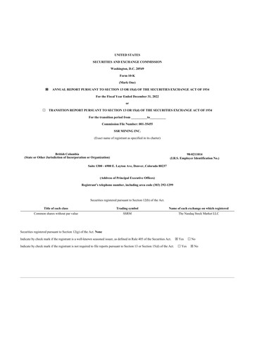 Thumbnail SSR Mining 10-K Annual Report 2022