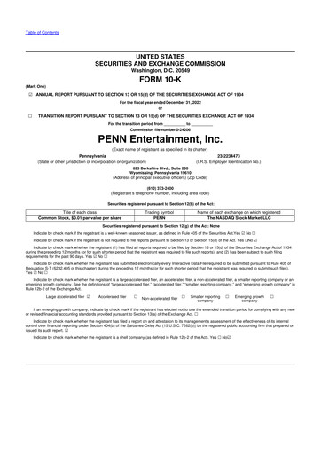 Thumbnail PENN Entertainment
 10-K Annual Report 2022