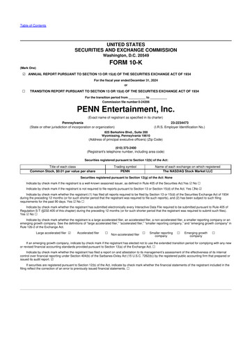 Thumbnail PENN Entertainment
 10-K Annual Report 2024