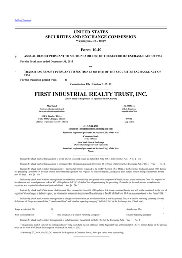 Thumbnail First Industrial Realty Trust 10-K Annual Report 2013