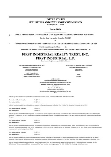 Thumbnail First Industrial Realty Trust 10-K Annual Report 