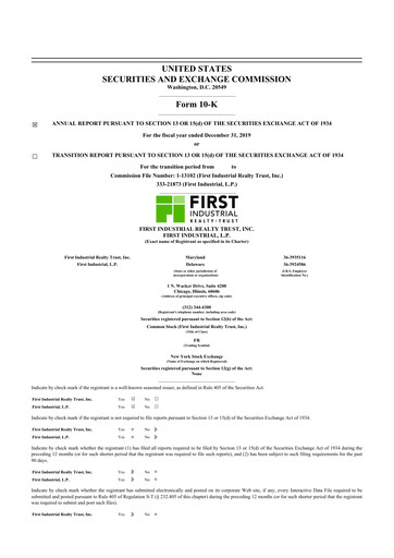 Thumbnail First Industrial Realty Trust 10-K Annual Report 