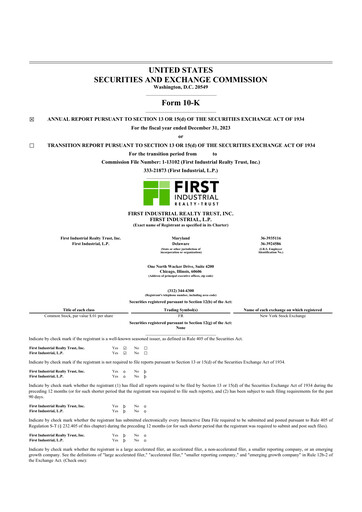 Thumbnail First Industrial Realty Trust 10-K Annual Report 
