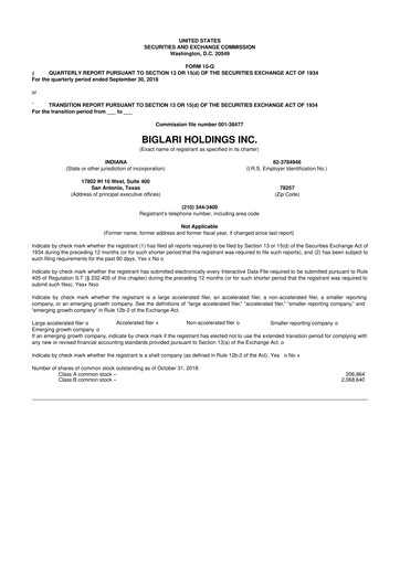 Thumbnail Biglari 10-Q Quarterly Report FY2018 