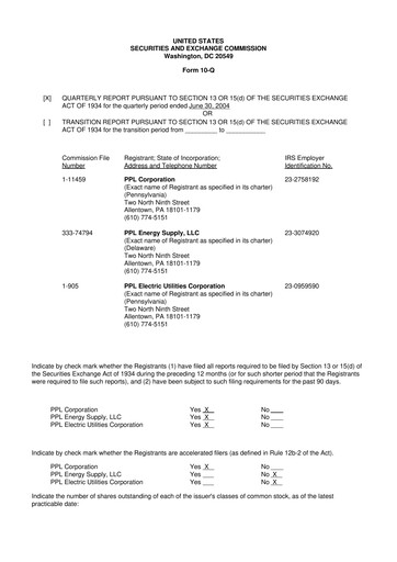 Thumbnail PPL 10-Q Quarterly Report FY 