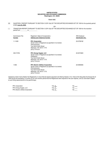 Thumbnail PPL 10-Q Quarterly Report FY 