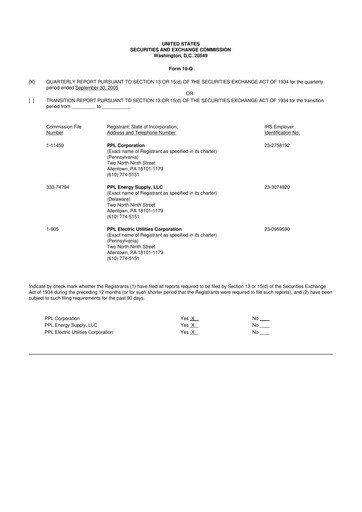 Thumbnail PPL 10-Q Quarterly Report FY 