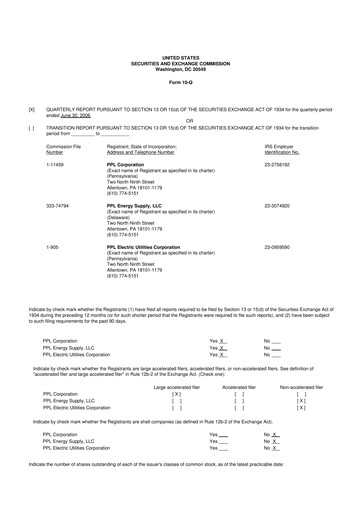 Thumbnail PPL 10-Q Quarterly Report FY 