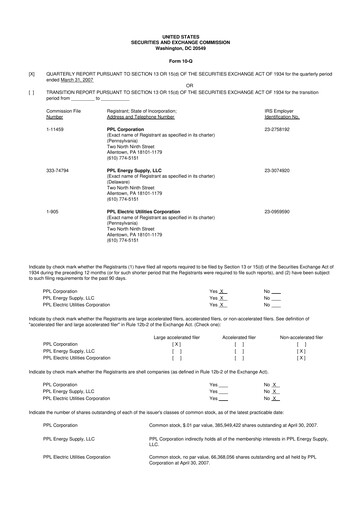 Thumbnail PPL 10-Q Quarterly Report FY 