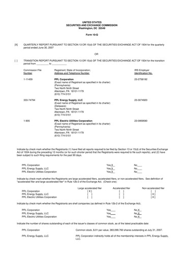 Thumbnail PPL 10-Q Quarterly Report FY 