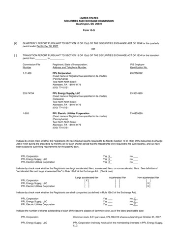 Thumbnail PPL 10-Q Quarterly Report FY 