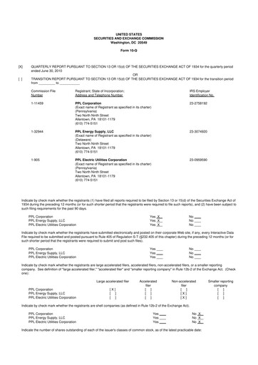 Thumbnail PPL 10-Q Quarterly Report FY 