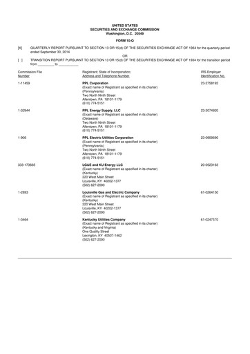 Thumbnail PPL 10-Q Quarterly Report FY2014 