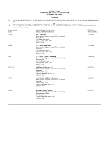 Thumbnail PPL 10-K Annual Report 2014