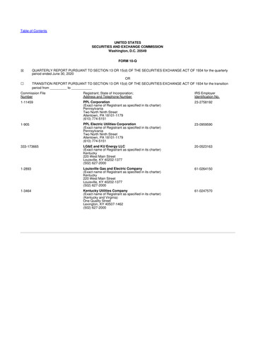 Thumbnail PPL 10-Q Quarterly Report FY2020 