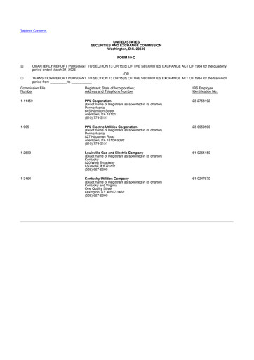 Thumbnail PPL 10-Q Quarterly Report FY 