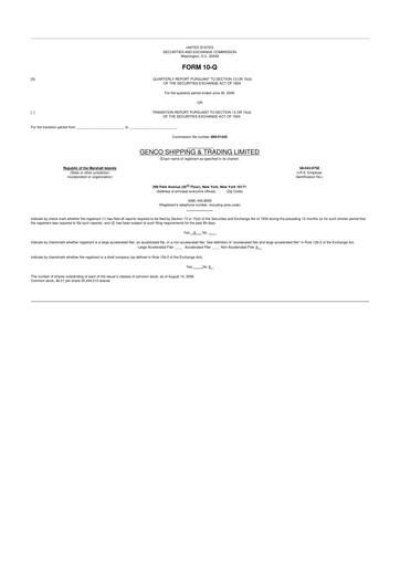 Vorschaubild Genco Shipping & Trading 10-Q Quartalsbericht  