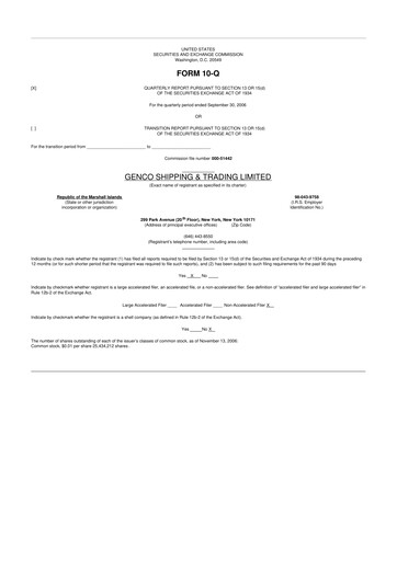 Vorschaubild Genco Shipping & Trading 10-Q Quartalsbericht  