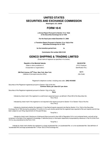 Thumbnail Genco Shipping & Trading 10-K Annual Report 