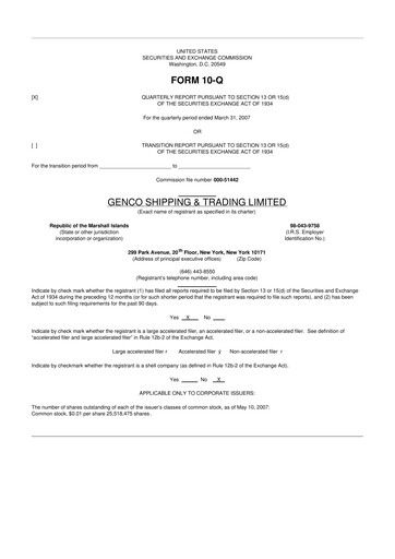 Vorschaubild Genco Shipping & Trading 10-Q Quartalsbericht  