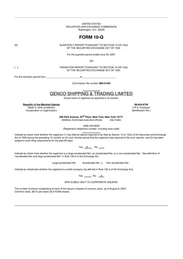 Vorschaubild Genco Shipping & Trading 10-Q Quartalsbericht  