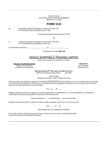 Vorschaubild Genco Shipping & Trading 10-Q Quartalsbericht  