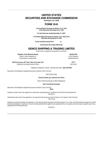 Thumbnail Genco Shipping & Trading 10-K Annual Report 