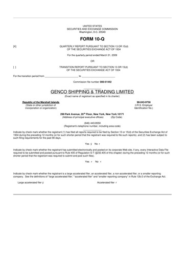 Vorschaubild Genco Shipping & Trading 10-Q Quartalsbericht  