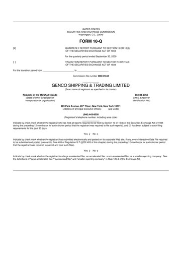 Vorschaubild Genco Shipping & Trading 10-Q Quartalsbericht  