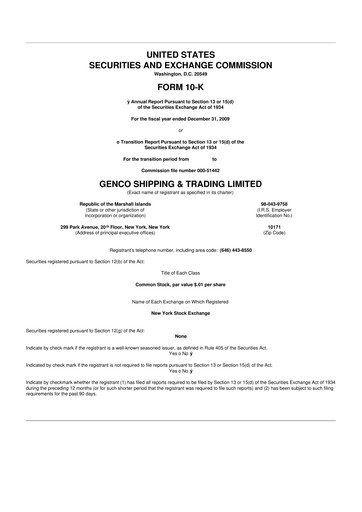 Thumbnail Genco Shipping & Trading 10-K Annual Report 