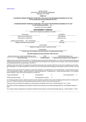 Thumbnail Erie Indemnity 10-Q Quarterly Report FY2019 