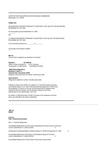 Thumbnail NN, Inc.
 10-Q Quarterly Report FY 