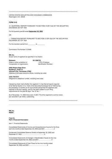 Thumbnail NN, Inc.
 10-Q Quarterly Report FY 