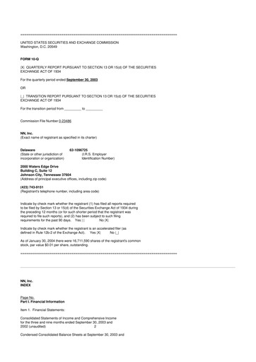Thumbnail NN, Inc.
 10-Q Quarterly Report FY 