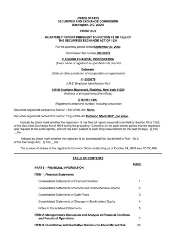 Thumbnail Flushing Financial Corp 10-Q Quarterly Report FY 